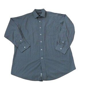 David Taylor Button Down Dress Shirt Mens‎ Size 17.5 34/35 Dark Gray Long Sleeve